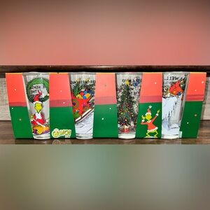 🥰 How the GRINCH Stole CHRISTMAS Scenes Lines Tumblers Glasses Set 4 NEW 16oz